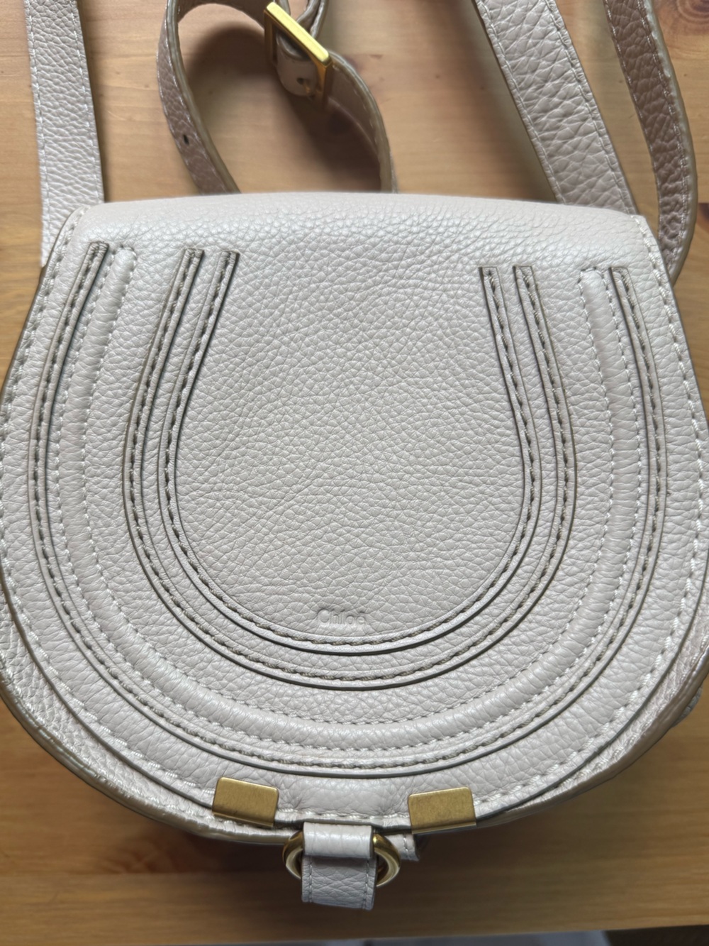 Chloé Off-White Pebbled Leather Crossbody Saddle Bag - Picture 2 of 9